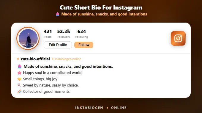 Cute Short Bio For Instagram